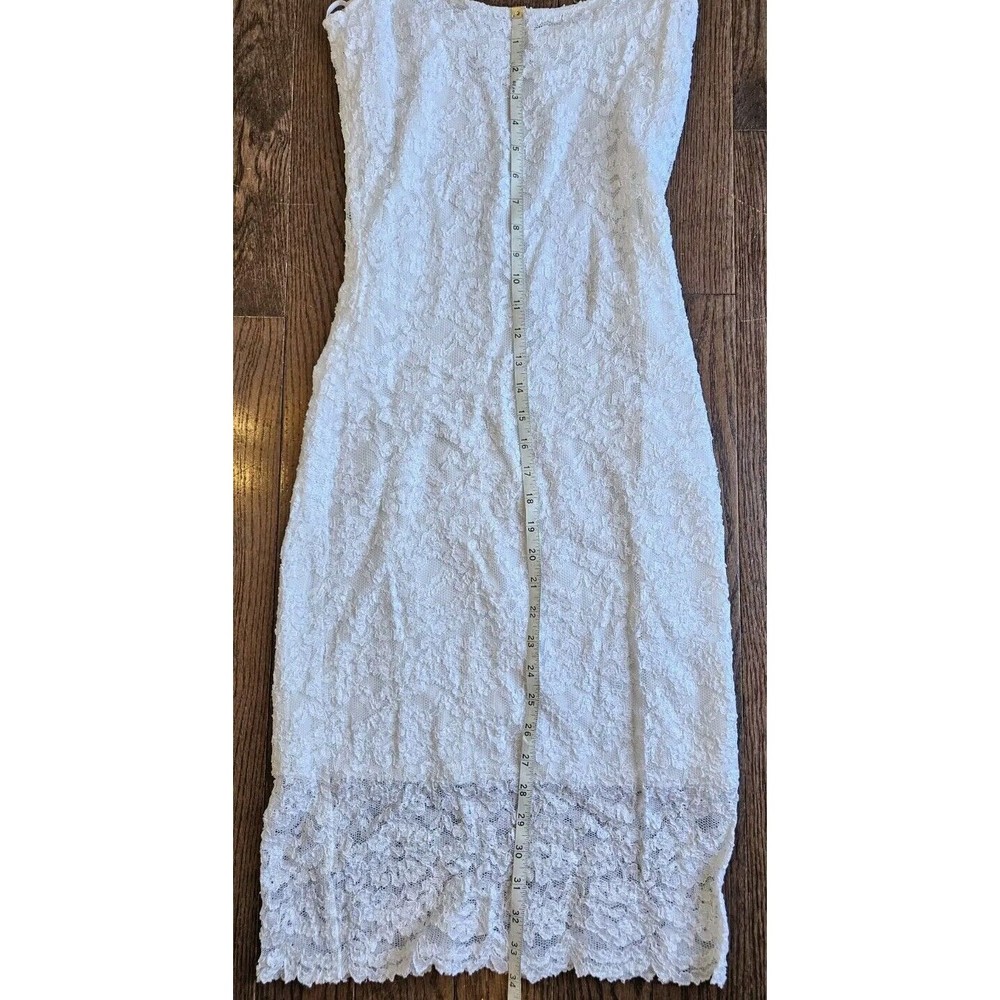 JS COLLECTIONS White Lace Vintage Midi Dress Sz 10 Formal Cocktail Wedding Dress - Picture 4 of 12